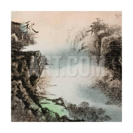 China Painting - Chinese Traditional Ink Painting, Landscape of Season, Fall. Print Wall Art By elwynn