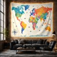 thumbnail image 6 of World Map Among Planes, Ships and Flight Paths, Adventurous Watercolor for Travel Lovers, Geography Wall Art, Graduation Gift, Tapestry Wall Hanging for Bedroom and Study Room, 6 of 7