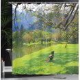 thumbnail image 4 of Ambesonne Nature Shower Curtain, Panoramic Public Wiev, 69"Wx75"L, Lime Green Violet Blue, 4 of 5