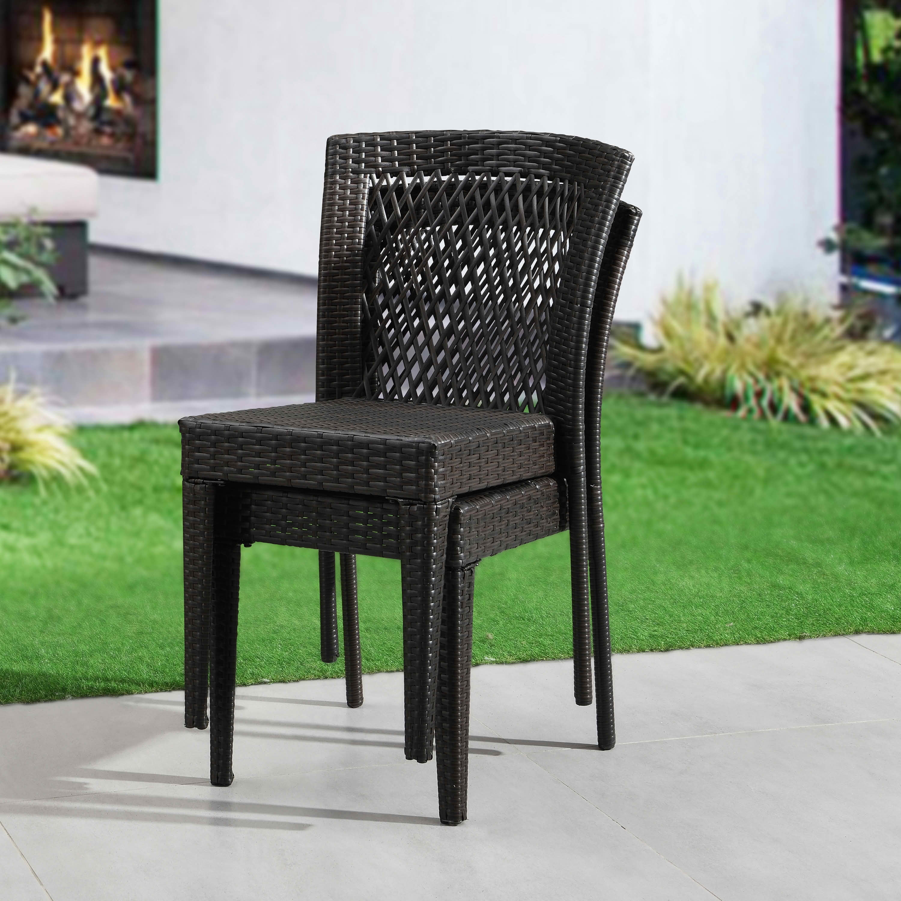 MAYEERTY 2-Piece Patio Heavy-Duty Weatherproof Outdoor Dining Chairs Easy Assembly & Space-Saving Stack Design