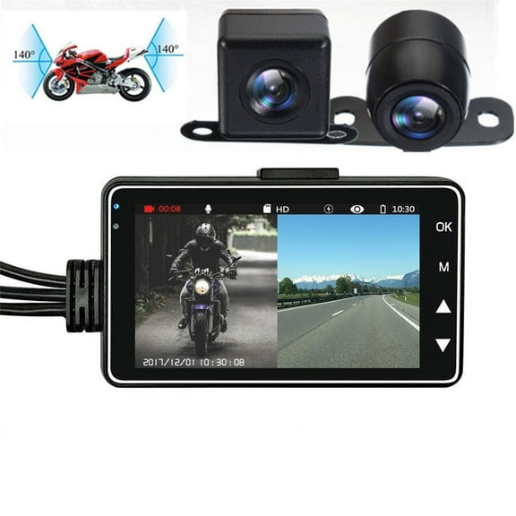 3" LCD 140° Waterproof Dual Action Camera Video Recorder for Motorcycle Car Bike