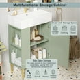 thumbnail image 3 of Euroco 21.6" Green Bathroom vanity, Combo Cabinet, Bathroom Storage Cabinet, Single Ceramic Sink, Left side storage, 3 of 9