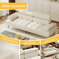 thumbnail image 6 of 3-Seater Sofa Bed, Faux Leather Futon Sleeper Couches, Adjustable Backrests and Armrest Headrests with Split Two Separate Sectional Sofas, Living Room, Bedroom Convertible Recliner Sofa Bed, White, 6 of 9