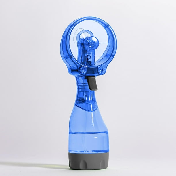 Ventilador portátil de lujo con nebulización de agua con batería, mini para exteriores, para verano (azul, 1 unidad)