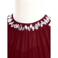 thumbnail image 4 of Nyeemya Flower Kids Girls Tulle Princess Dress High Waist Sleeveless Dreamy Dresses Wedding Party Burgundy 10, 4 of 7