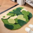 thumbnail image 1 of Alfombra de baño verde con diseño de musgo, diseño 3D irregular, con plantas florales, ultrasuave, absorbente y antideslizante., 1 of 8