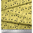 thumbnail image 2 of Soimoi Tissu Voile de Coton Jaune Notes d'Instrument de Musique Tissu Imprimé au Mètre 42 Pouces de Large, 2 of 5