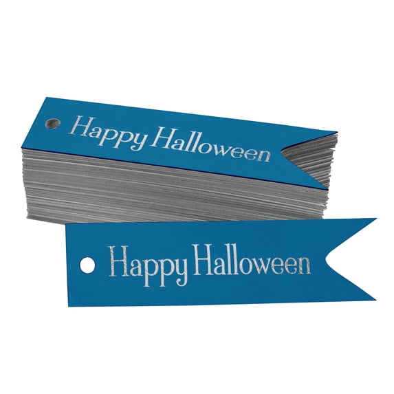 Inkdotpot Pack Of 50 Happy Halloween Halloween Favor Paper Tags Craft Real Silver Foil Hang Tags