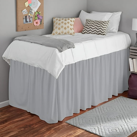 AUQ College Dorm Bedskirt,Ruffled Dorm Bedskirt for Dorm Bed,Twin XL Size,100% Microfiber,Bedskirt Dorm 32"