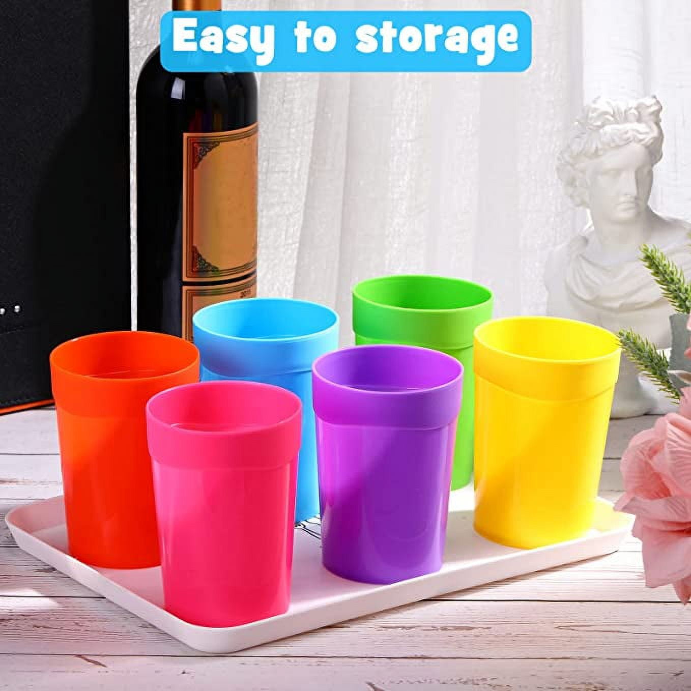 Large Plastic Cups set of 12 BPA-Free Dishwasher Safe Colorful Unbreakable  35-Ounce mixed Drinkware Tumbler