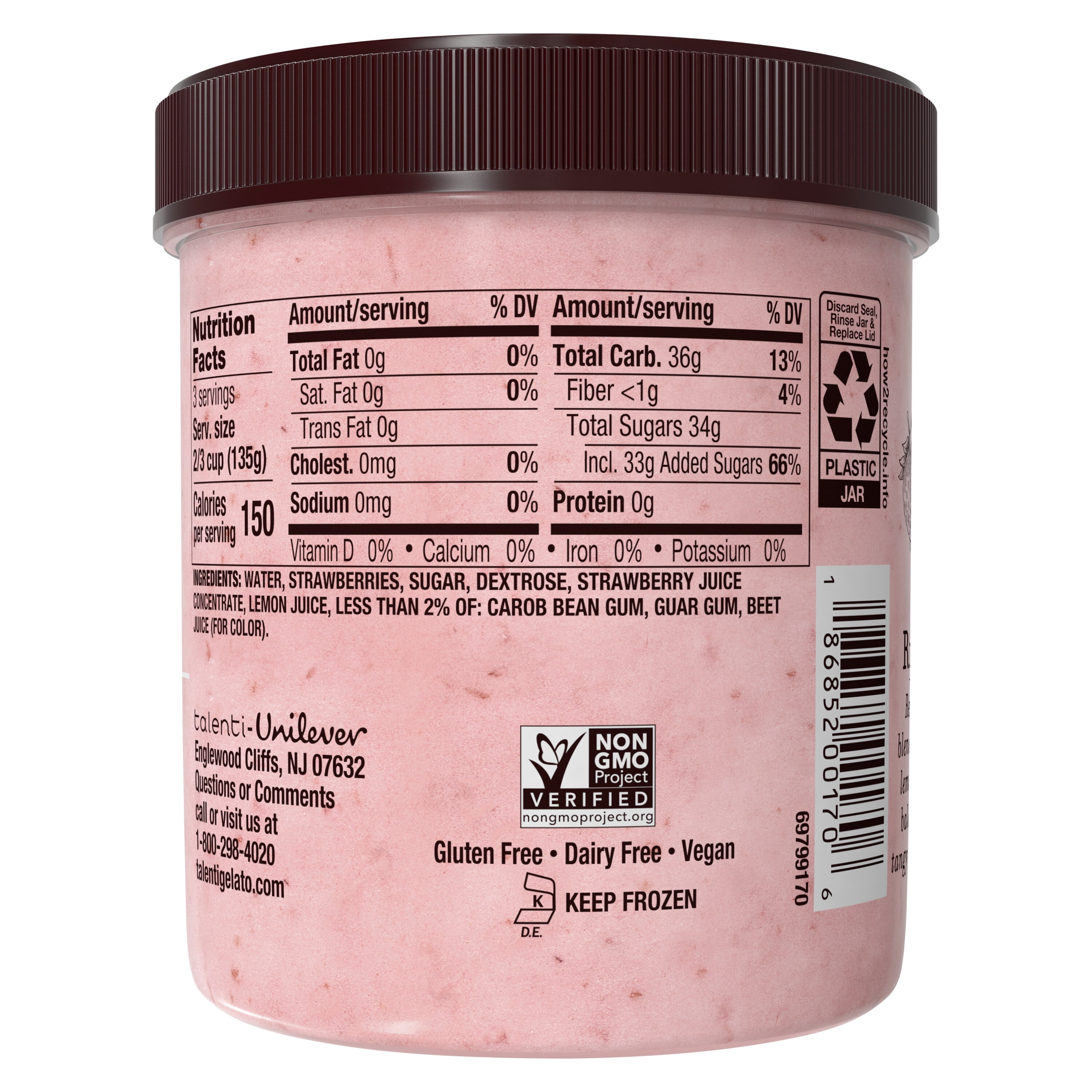 Talenti Dairy-Free Sorbetto Summer Strawberry, 1 Pint