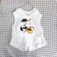 thumbnail image 6 of Girls Cotton 2pc Outfits Summer Printed Sleeveless T-Shirts Hoodies Comfy Shorts Casual Sets with Pockets White 3 5-6 Years, 6 of 6