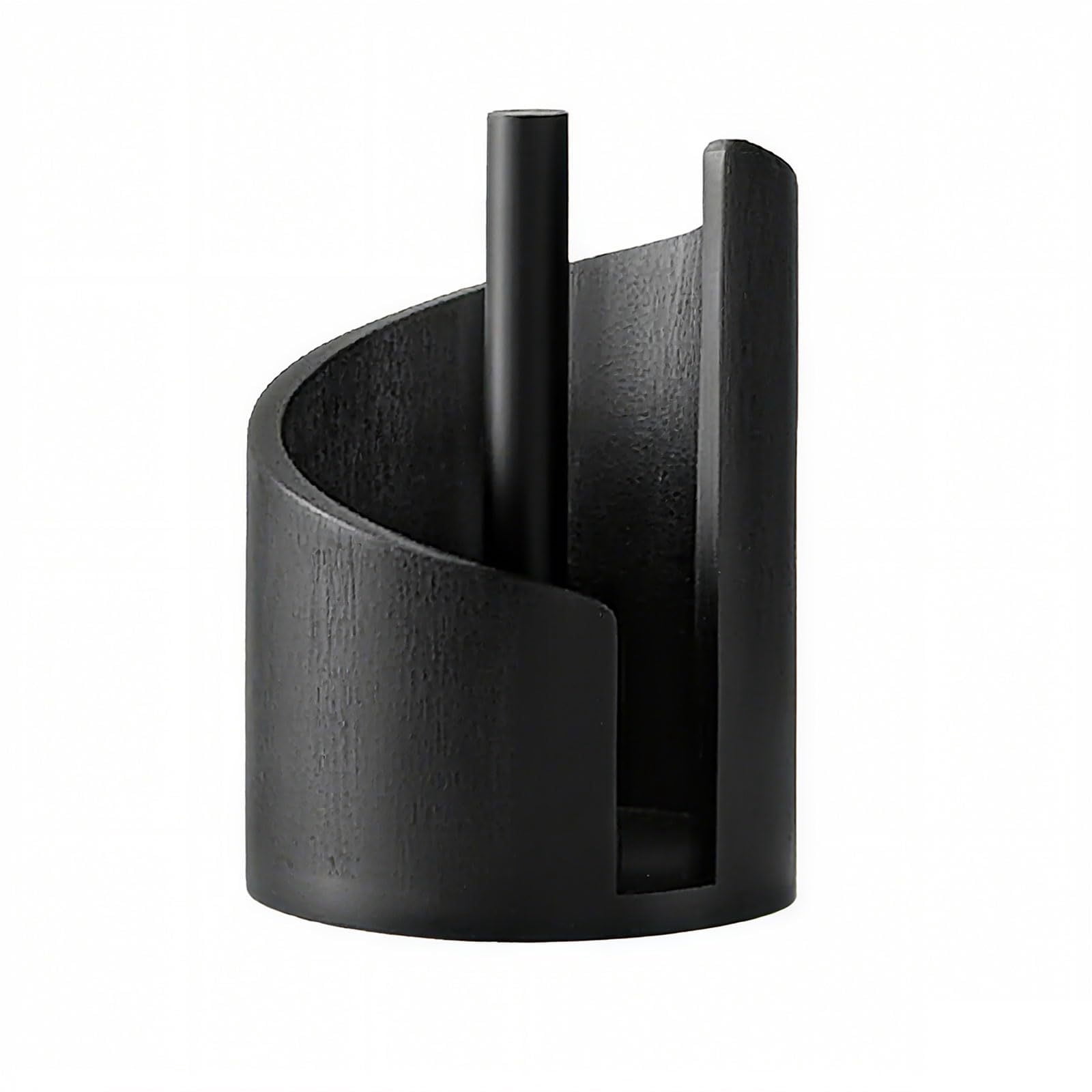 SLGGBUS Mountain Paper Towel Holder, 11.4" Wood Paper Towel Holders with Mango Wood Round Base and Iron, Effortless One-Hand Tearing, Fits Large Rolls for Kitchen & Bathroom Black