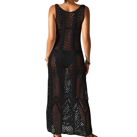 Sleeveless Bathing Suit Dress Hollow Out Beach Dress Swimwears Coverup Dress