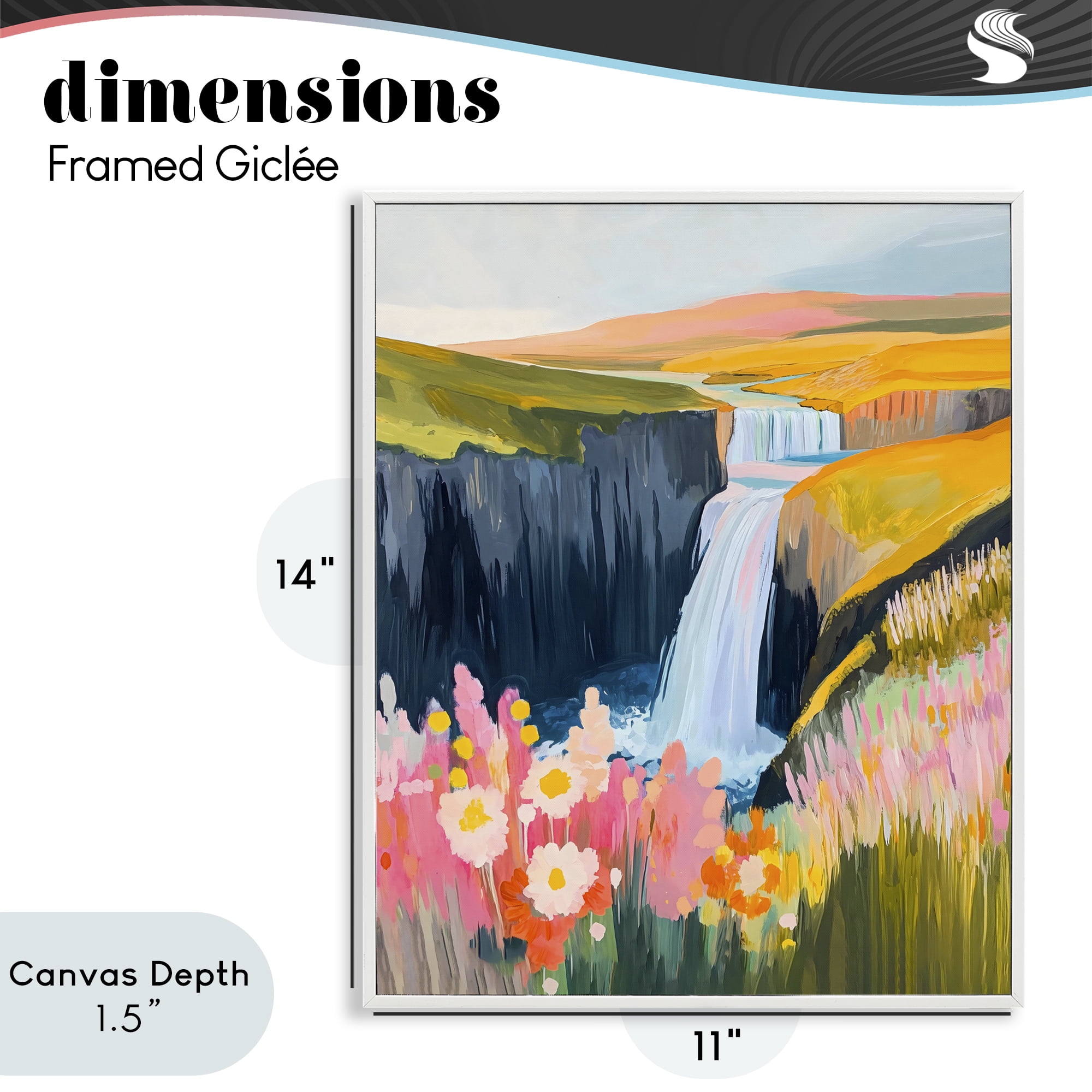 Stupell Industries Colorful Waterfall in Valley White Framed Giclee Art, design by The Prints Vibe
