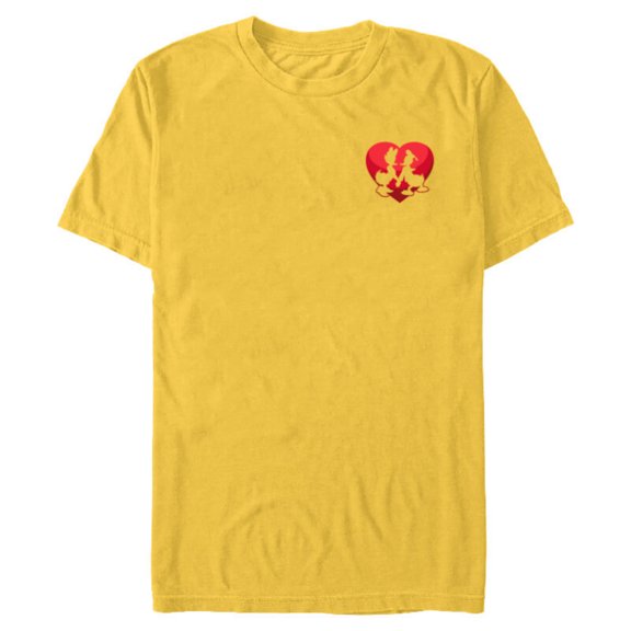 Disney Donald and Daisy Duck Valentine's Day Small Heart - Short Sleeve Blended T-Shirt for Adults - Customized-Yellow