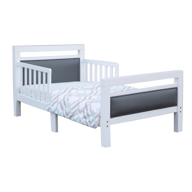 Orbelle Trading Modern Padded Toddler Bed, White/Grey ...