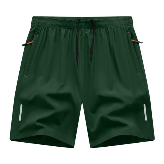 Bxsruta Men's Quick Dry Polyester Athletic Shorts with Zipper Pockets and Reflective Strips for Workout Running and Casual Wear