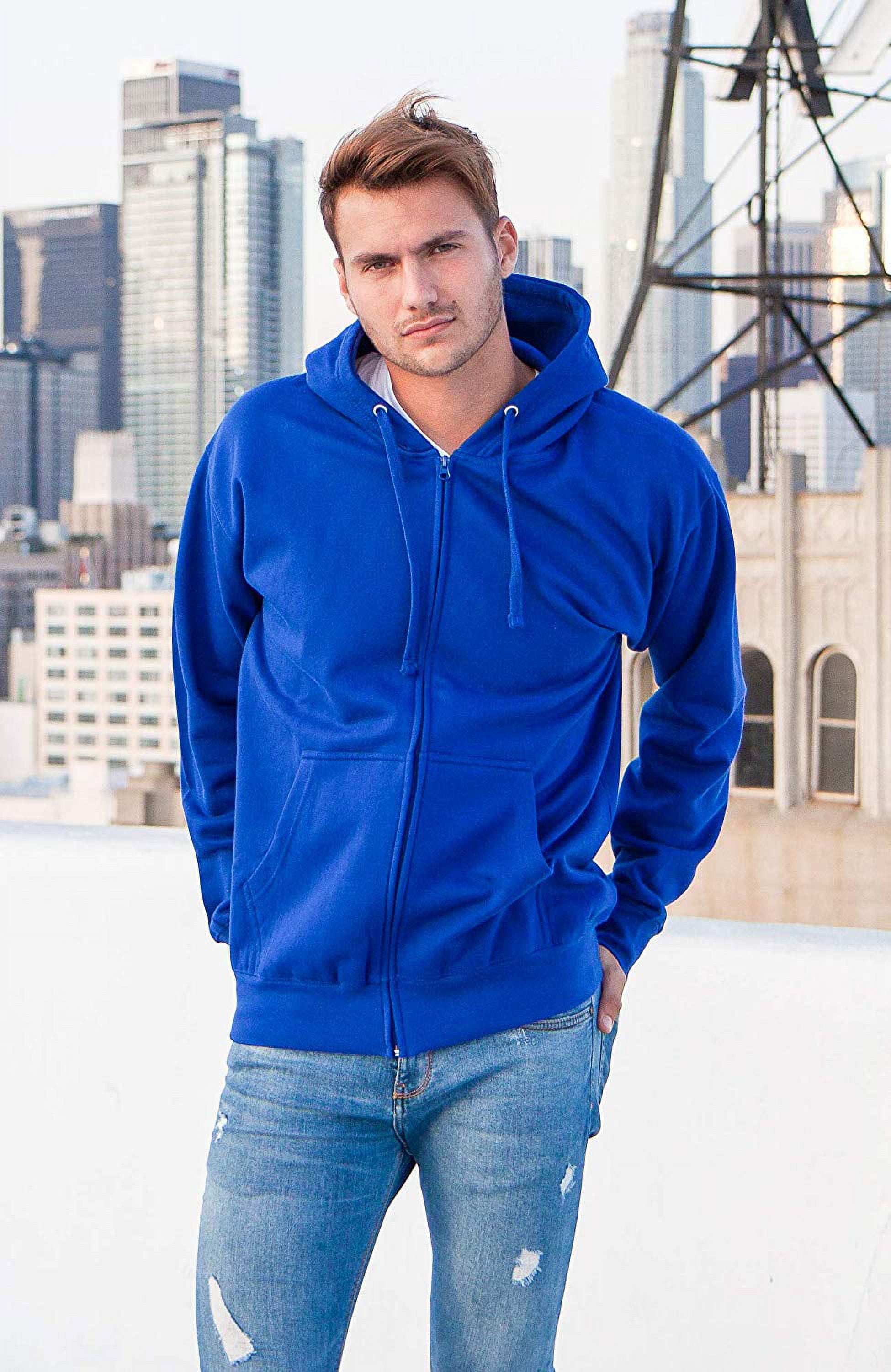 Mens Full Zip up hoodie Fleece Zipper Heavyweight Hooded Jacket Sweatshirt