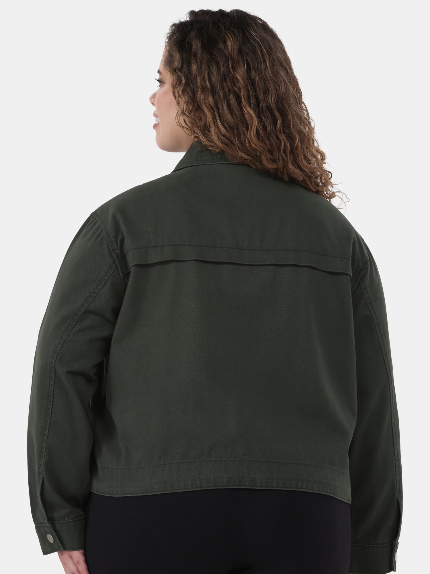 Terra & Sky Women's Plus Size Denim Utility Jacket, Sizes 0X-5X