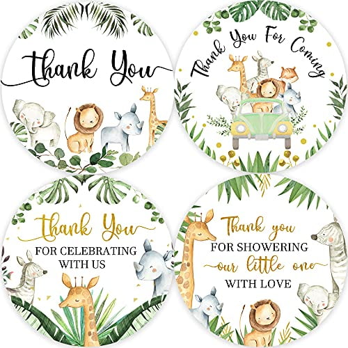 80 Jungle Safari Thank You Stickers, Baby Shower Thank You Stickers, Wild Animals Birthday Party Favor Label Decorations(2 Inch) 80 Jungle Safari Thank You Stickers, Baby Shower Thank You Stickers, Wild Animals Birthday Party Favor Label Decorations(2 Inch)
