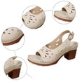thumbnail image 6 of Rokment Womens Platform High Heels Dressy Sandals 2026 Fashion Hollow out Leather Open Toe Chunky Block Stackable Heeled Adjustable Slingback Dress Summer Shoes for Ladies Beige Size 6, 6 of 8