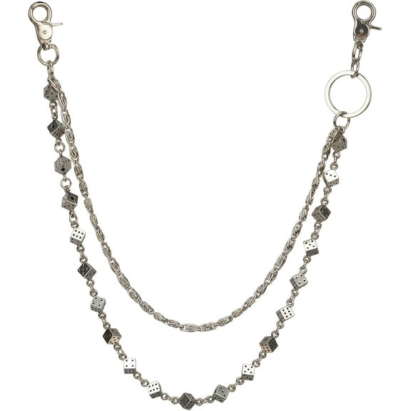 Wallet Pants Keychain with Dice for Jeans, Wallets, and Belts, Punk Rock and Casual Streetwear Clothing Accessories Layered Chain for Men Women