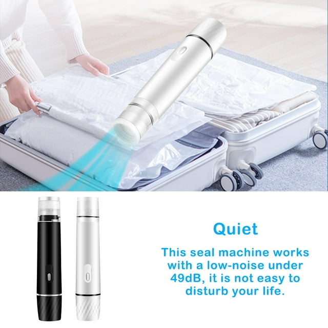 Mini Scelleuse sous Vide Portative Rechargeable Machine de Scellage de Sacs de Cuisine Écrous Sac de Conservation Pompe de Scellage de Voyage Réutilisable Scellage de Transport Noir