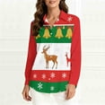 thumbnail image 4 of Craaazy Christmas Shirt for Women Long Sleeve Button Down Shirts Casual Lapel Xmas Blouse Gifts, 4 of 6