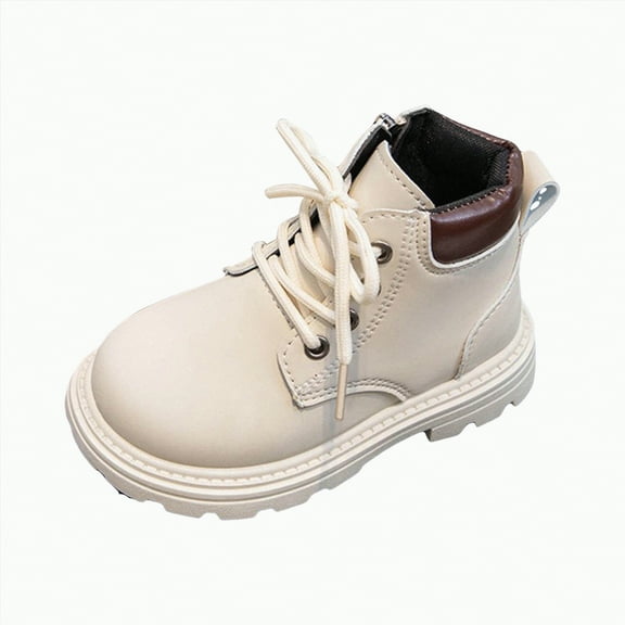 Ccpelsie Girls Ankle Boots Kids Ankle Booties Bow Side Zipper Low Heel Outdoor Warm Shoes for Little Kids/Big Kids(White,10.5)