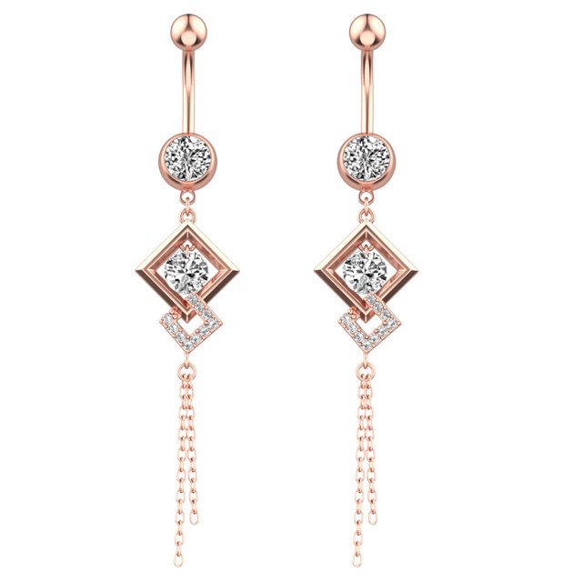 Nuevo Clavo para ombligo de acero inoxidable, colgante con cadena de diamante Unisex,