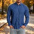 thumbnail image 2 of LODIENY Men's Stretch Wrinkle Free Dress Shirt Long Sleeve Collared Button Down Shirts Regular Fit Wedding Work Blouses Blue S, 2 of 6
