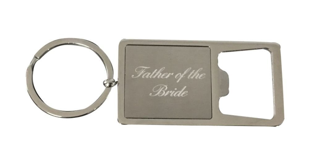 Personalized Father of Bride Tuxedo Bottle Opener Key Chain Engraved Beer Key Chain FOB Gift for Father of Bride Bachelor Party Gifts
