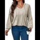 thumbnail image 3 of Sudadera con Capucha para Mujer, de Larga, Holgada y con Cordón Ajustable, Básica Caqui XXL, 3 of 8
