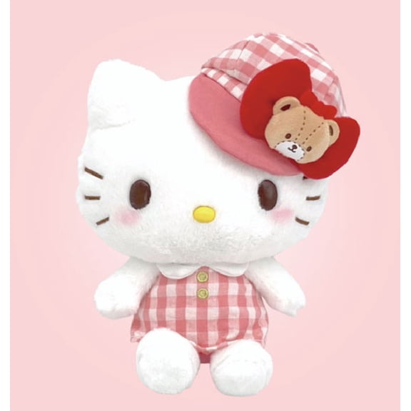 Sanrio Mascot Plush Toy (S) - Hello Kitty / Gingham Casquette