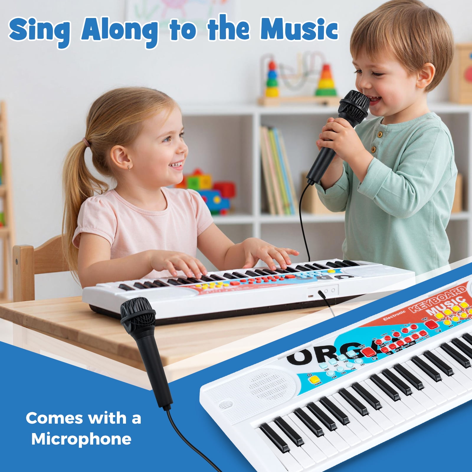Costway 49 Keys Portable Electric Keyboard Piano with 8 Rhythms, 8 Tones & 10 Demos, White
