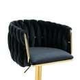 thumbnail image 3 of Swivel Bar Stools Set of 2, Counter Height Bar Stools in Velvet with Woven Back and Footrest, Adjustable Hydraulic Kitchen Counter Bar Chairs Barstool for kitchen island, Home Bar, Dining Room, Black, 3 of 9