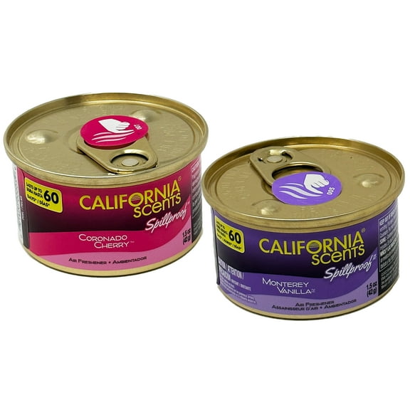 California Scents Spillproof Can Air Freshener in Coronado Cherry and Monterey Vanilla Scents: Best Car Air Freshener and Odor Eliminator, Combo Kit