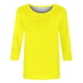 thumbnail image 6 of Loopsun Womens Top, 3/4 Sleeve T-shirts for Women, Casual Crew Neck 3/4 Sleeve Solid Fashion Loose Pullover Yellow, 6 of 6