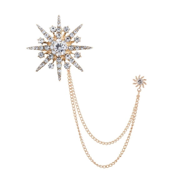 Fashion Tassel Brooch Rhinestone Star Lapel Brooches Women Men's Shirt Suit Collar Pins Wedding Party Badge Accessories