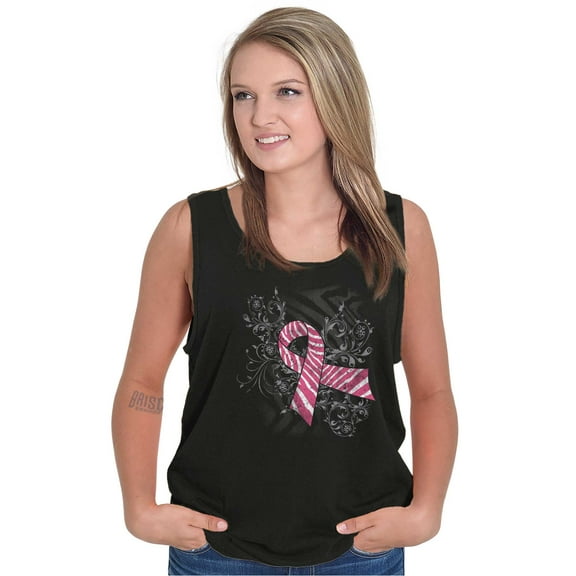 Pink Ribbon Zebra Breast Cancer Aware Tank Top Tee Shirt Women Brisco Brands S