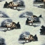 Fabric Traditions Wilderness Stag on map 100% Cotton Fabric sold by the yard