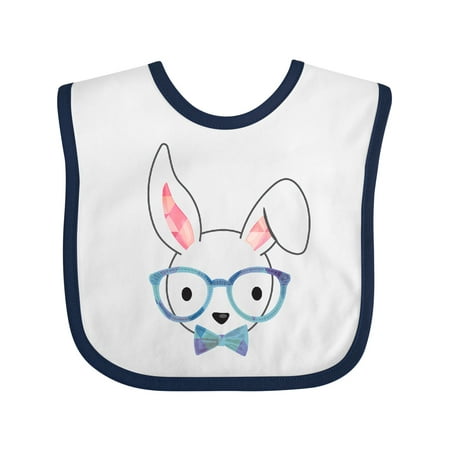 

Inktastic Cute Hipster Bunny Blue Gift Baby Boy or Baby Girl Bib