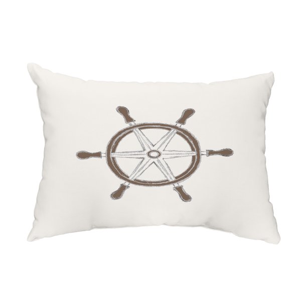 Simply Daisy, 14" x 20" Ship Wheel Ivory Nautical Decorative Outdoor