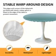 thumbnail image 2 of Elastic Fitted Round Tablecloth, Turquoise Ombre Waterproof Stretch Table Cover for 45"-54" Tables, Teal White Gradient Modern Abstract Art Washable Outdoor Tablecloths for Patio, Picnic, Camping, 2 of 9