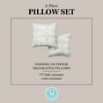 thumbnail image 5 of MARTHA STEWART Modern Banana Leaves Indoor Outdoor Decorative Pillow 2-Pack Set, UV Fade Resistant, Water Repellent, Printed Tropical Design, Warm Grey, 18"x18", 5 of 9