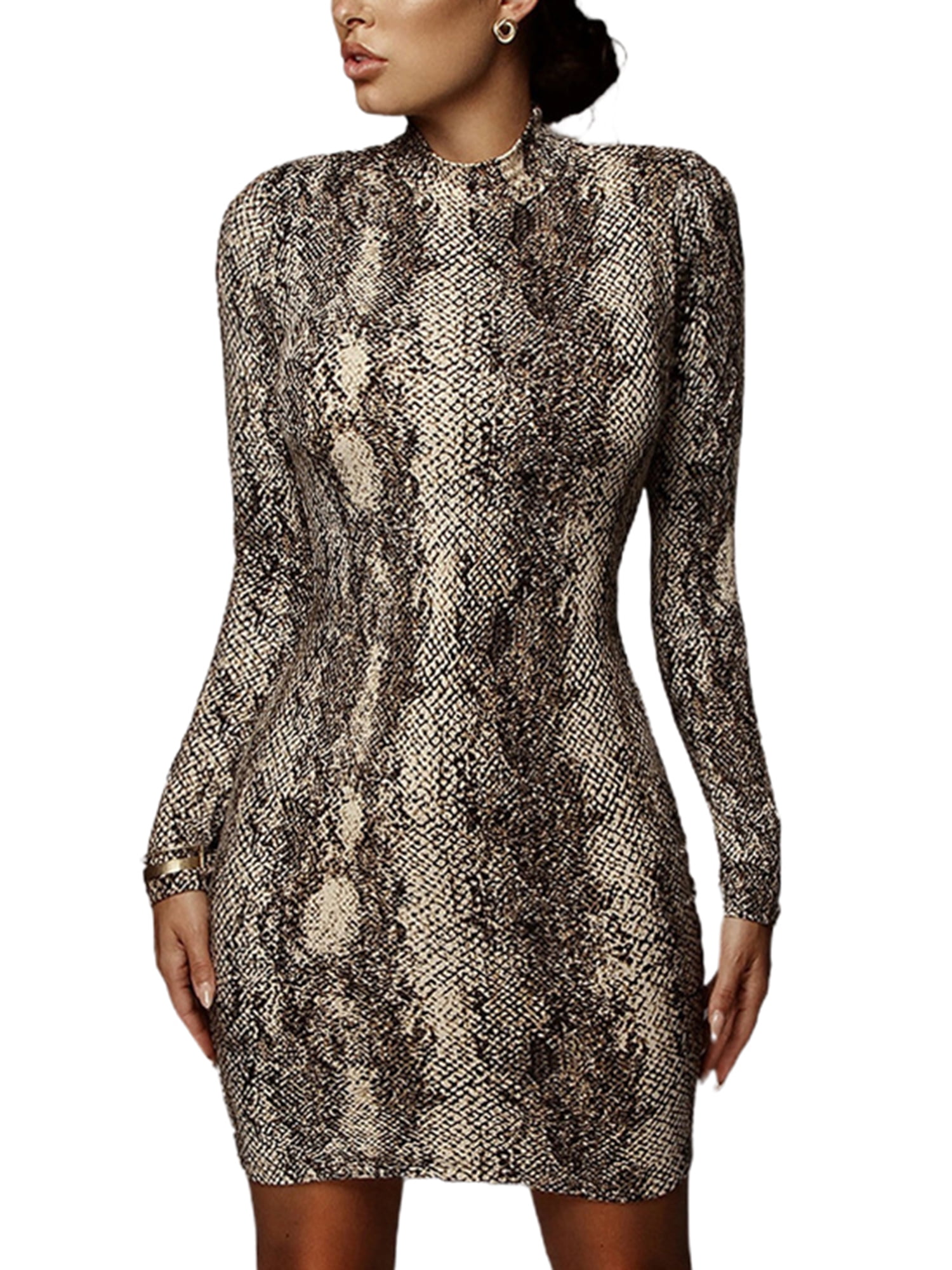 Women's Dresses Long Sleeve Snakeskin Bodycon Dress Women's