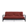 thumbnail image 3 of Cleo Black Metal Arm Full Size Futon Frame with 6” Thermobonded High Density Polyester Fill Mattress, 3 of 7