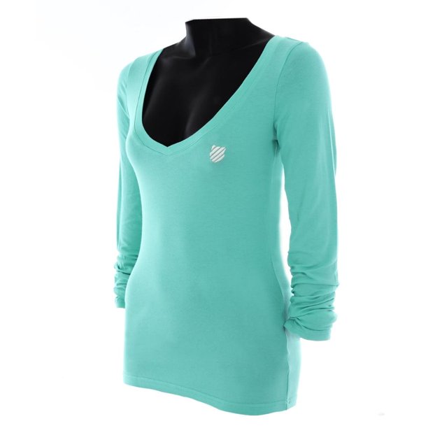 Playera Para Mujer K-SWISS Cuello V Manga Larga Verde Talla M