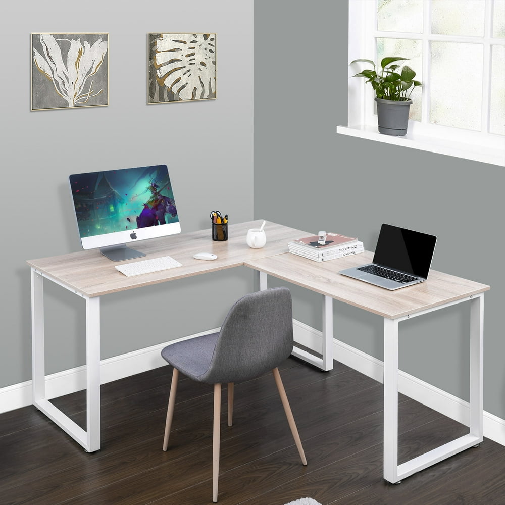 Clearance! LShaped Computer Desk, Industrial Office Corner Desk, 58’’ Writing Study Table, Wood